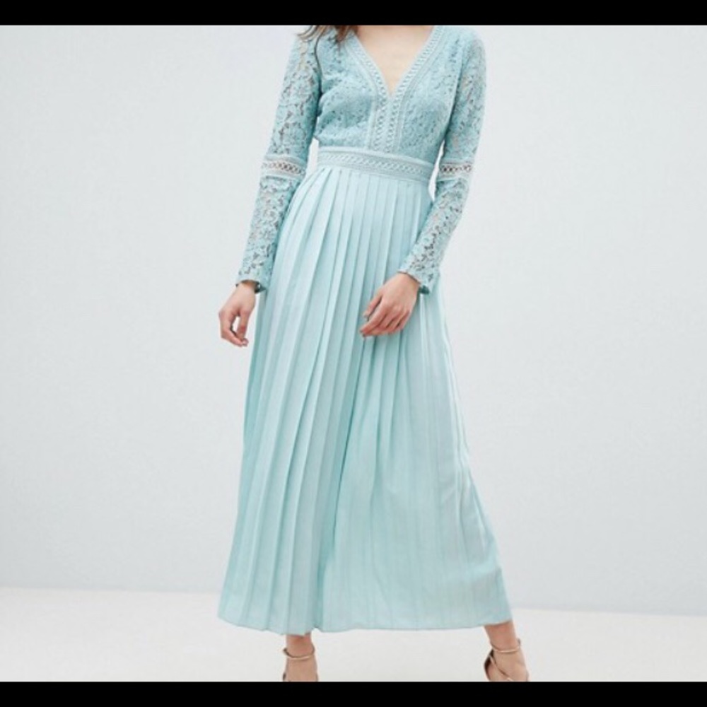ASOS Little Mistress Size 8 Tall Teal Lace Dress
